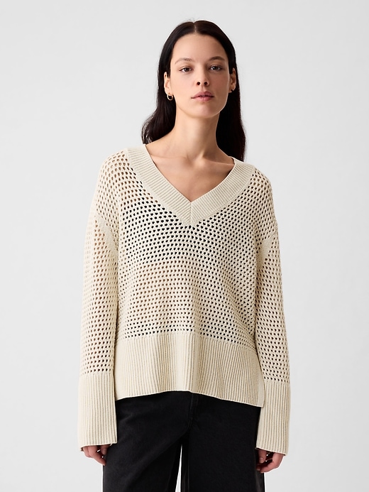 Image number 6 showing, 24/7 Split-Hem Crochet Sweater