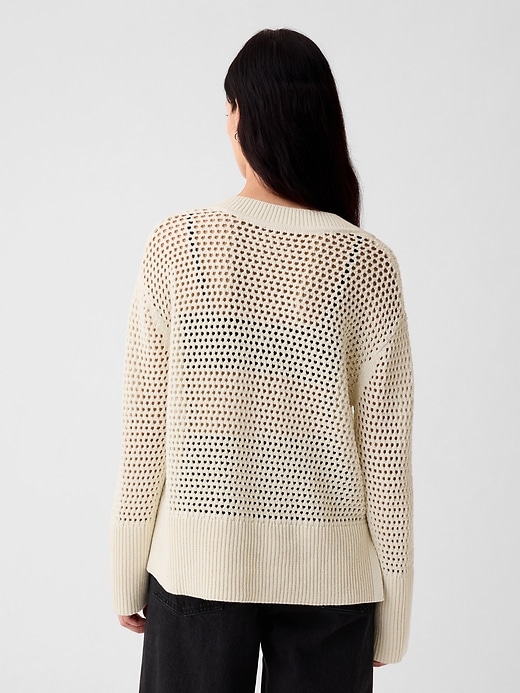 2 of 8 showing, with the color chino beige of product 24/7 Split-Hem Crochet Sweater