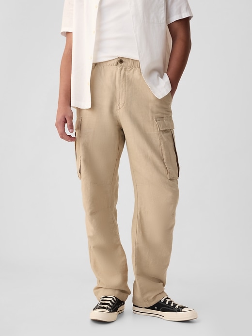 2 of 8 showing, with the color classic khaki of product Linen-Cotton Cargo Pants