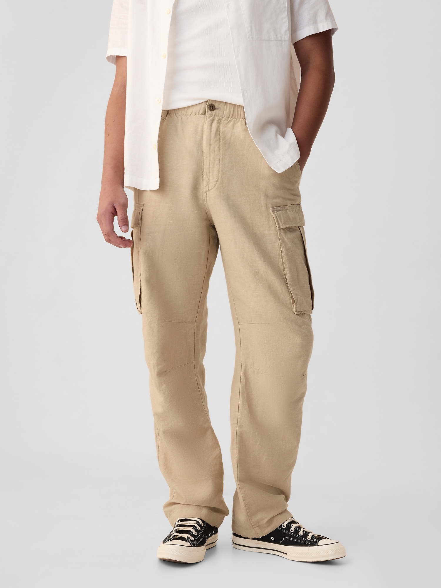Cotton and linen cargo pants