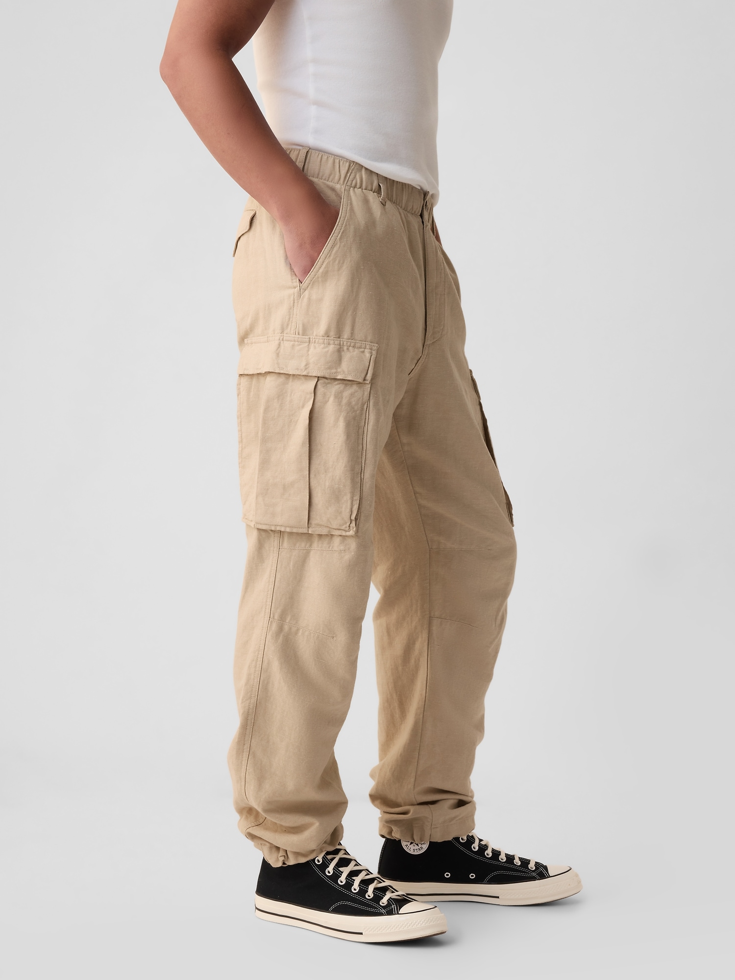Gap Linen Cargo Pants Men's Linen Pants Slim Fit Tailored