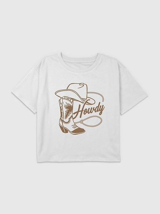 Image number 1 showing, Kids Howdy Cowgirl Graphic Boxy Crop Tee