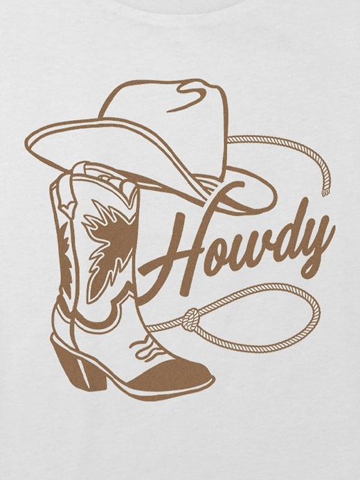 Image number 2 showing, Kids Howdy Cowgirl Graphic Boxy Crop Tee