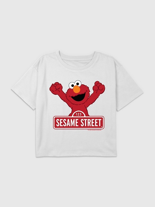 Image number 1 showing, Kids Sesame Street Elmo Street Sign Graphic Boxy Crop Tee