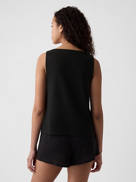 2 of 8 showing, with the color true black of product Linen-Blend PJ Tank Top