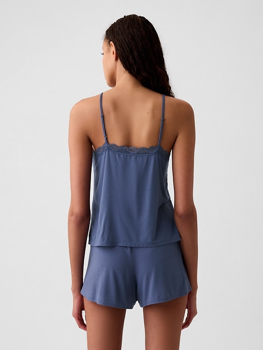 2 of 8 showing, with the color quiet blue of product Lace-Trim PJ Cami