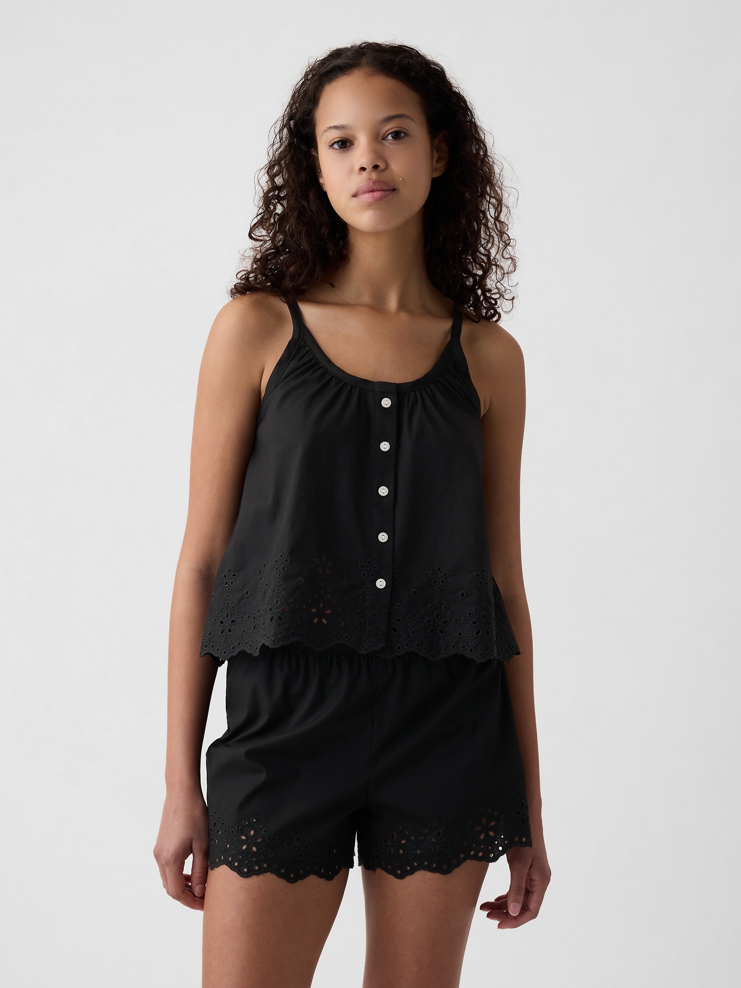 Shop Gap Eyelet Poplin Pj Tank Top In Black