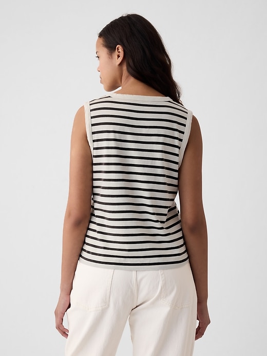 2 of 8 showing, with the color white & black stripe of product Organic Cotton Vintage Tank Top
