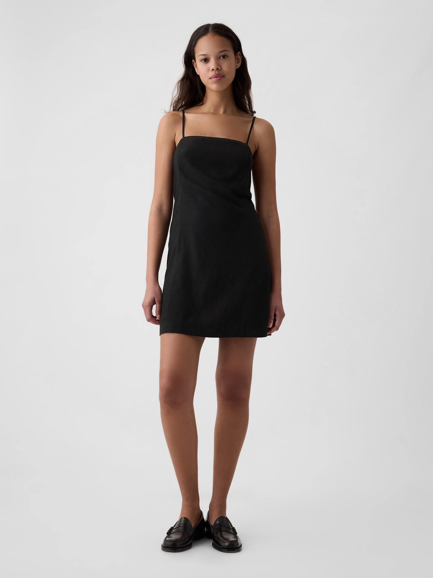 Shop Gap Linen-blend Mini Dress In Black