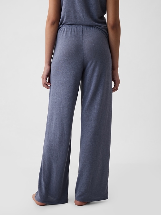 2 of 8 showing, with the color quiet blue of product Linen-Blend PJ Pants