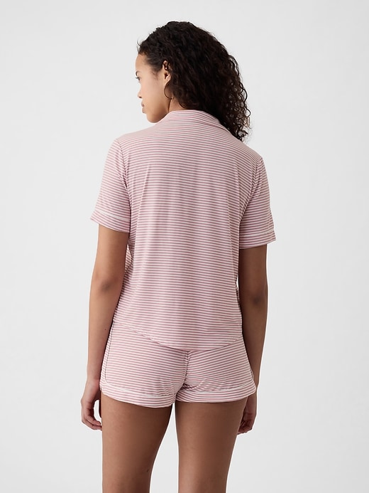 2 of 8 showing, with the color pink stripe of product Modal Pajama Shirt