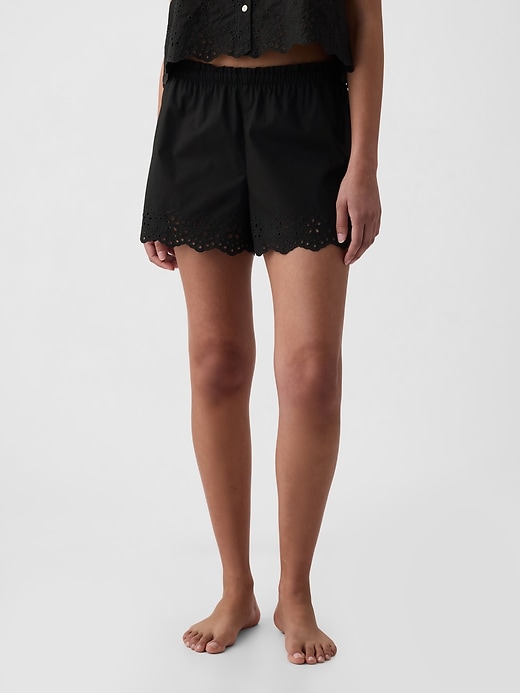 1 of 8 showing, with the color true black of product Eyelet Poplin PJ Shorts