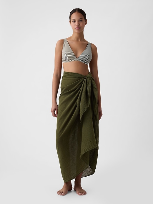1 of 8 showing, with the color olive night of product Linen-Cotton Textured Sarong