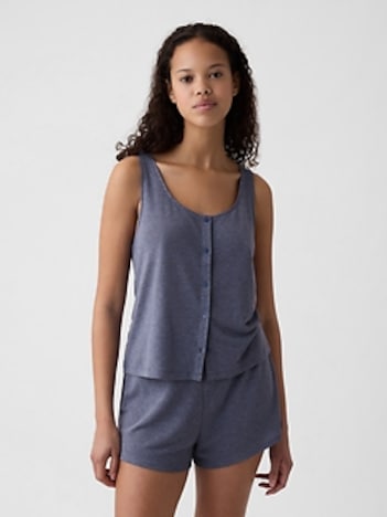 Linen-Blend PJ Tank Top