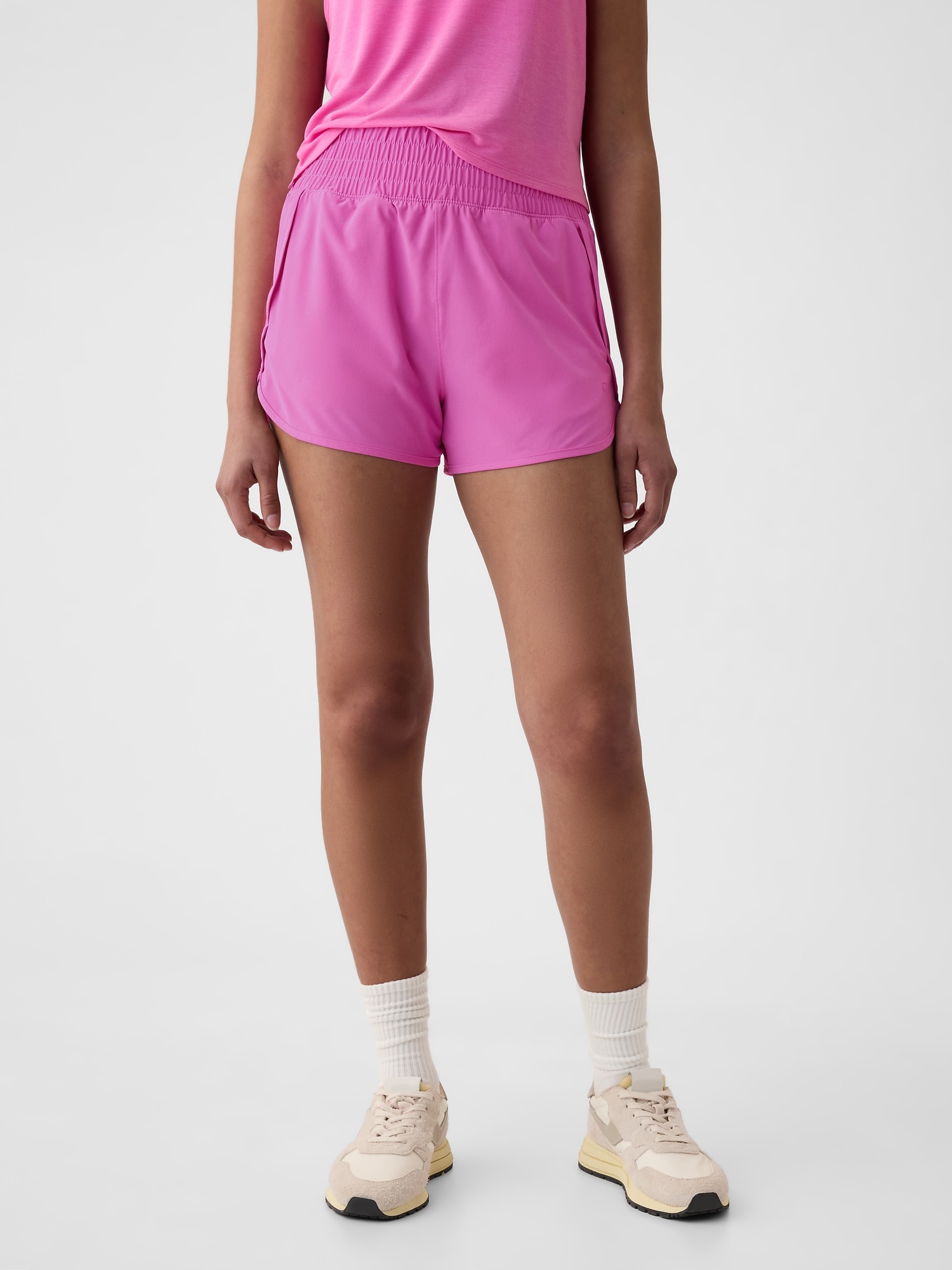 Shop Gap Fit High Rise Running Shorts In Budding Pink Lilac