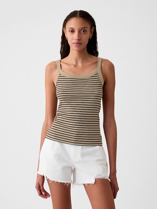1 of 8 showing, with the color khaki tan & black stripe of product Modern Rib Tank Top