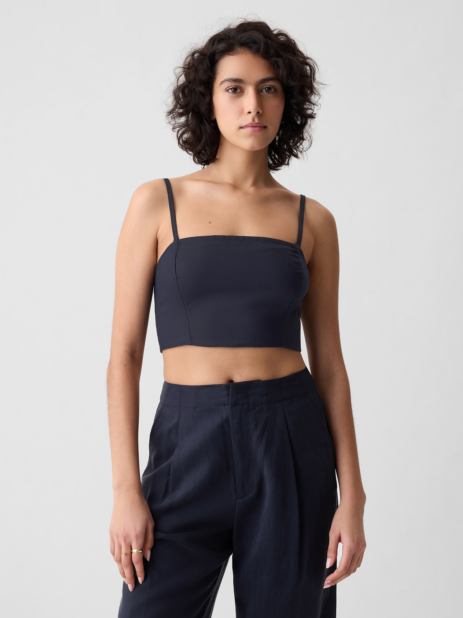 Linen-Cotton Ultra-Cropped Cami