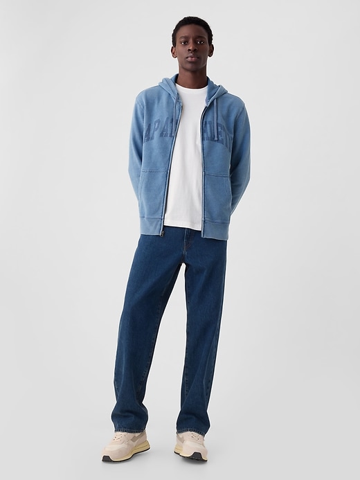 GAP ネイビー フルジップフーディ Mサイズ GAP ギャップ パーカー ジップアップ 紺 ネイビー ワンポイント