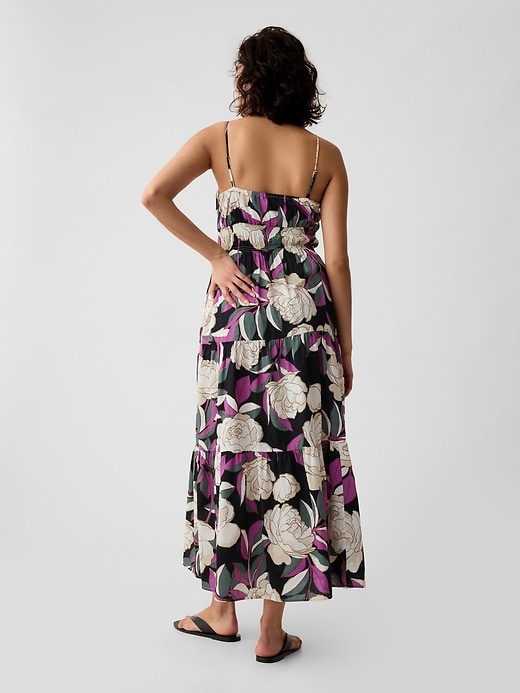 2 of 8 showing, with the color black & purple floral of product Tiered Maxi Dress