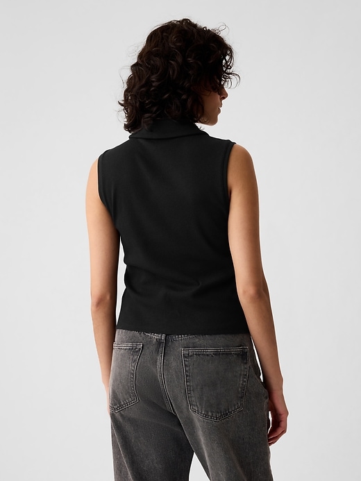 2 of 8 showing, with the color black of product Modern Rib Cropped Polo Shirt