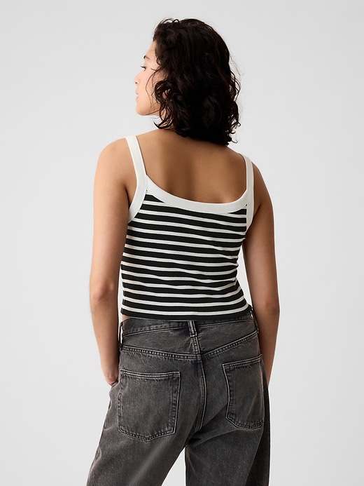 2 of 8 showing, with the color black & white stripe of product Modern Rib Cropped Tank Top