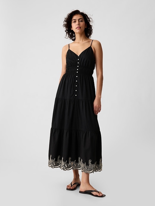 1 of 8 showing, with the color black of product Tiered Maxi Dress