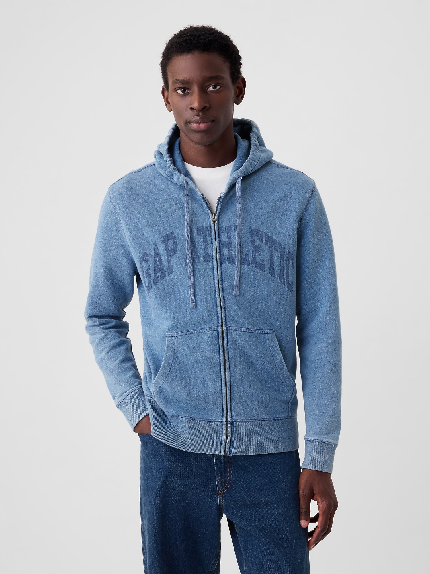 Shop Gap Logo Full-zip Hoodie In Light Indigo