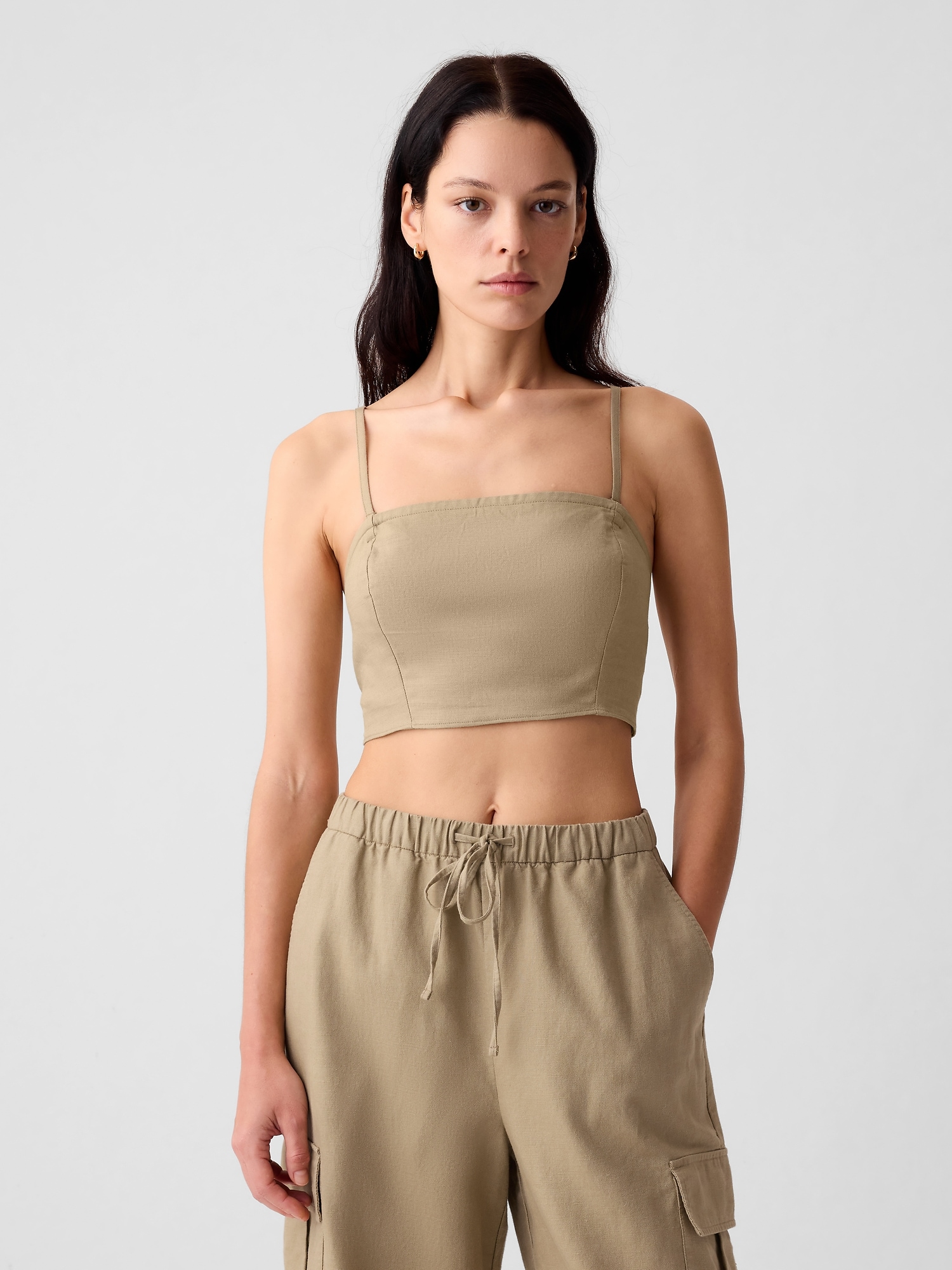 Linen-Cotton Ultra-Cropped Cami