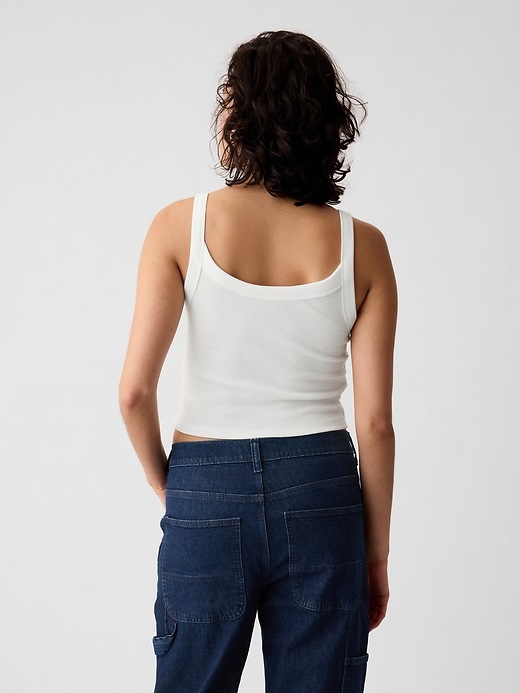 2 of 8 showing, with the color optic white of product Modern Rib Cropped Tank Top