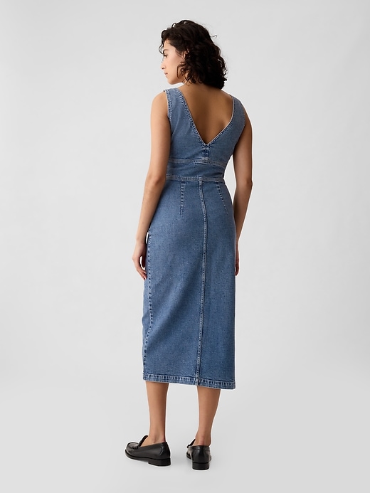 2 of 8 showing, with the color Medium wash of product Denim Midi Dress