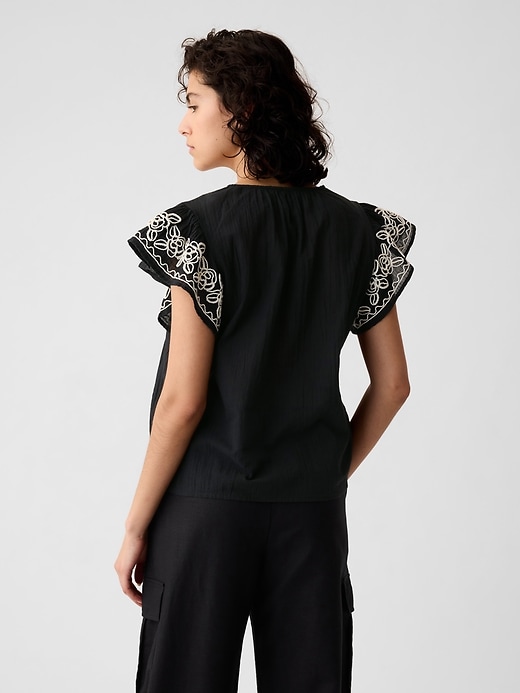 crinkle crinkle crinkle　embroidery cropped blouse crinkle crinkle crinkle embroidery cropped blouse[UWA4-CC