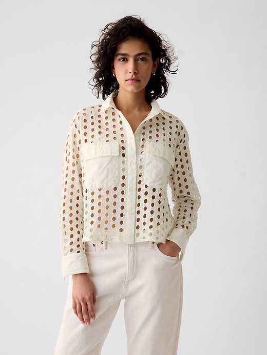 Eyelet Cropped Shirt | Gap