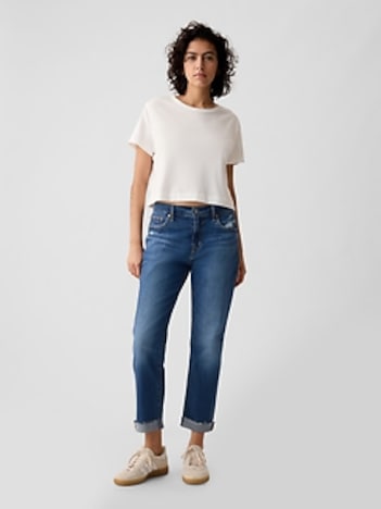 Mid Rise Girlfriend Jeans