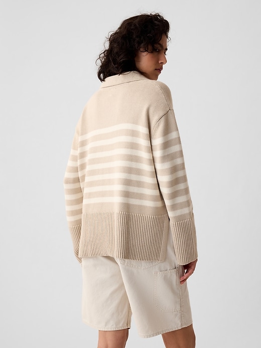 2 of 8 showing, with the color cobblestone beige of product 24/7 Split-Hem Polo Sweater