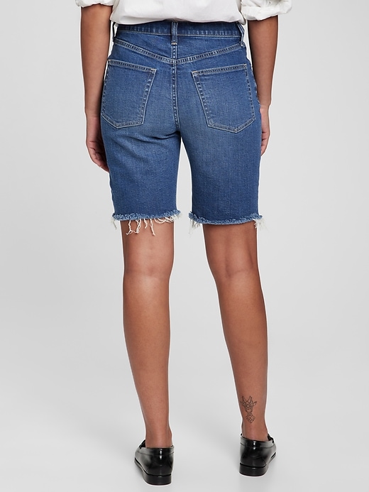 Image number 2 showing, 9" High Rise Denim Bermuda Shorts