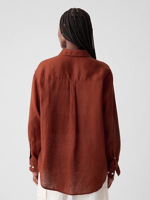 2 of 8 showing, with the color smoked paprika brown of product 100% Linen Big Shirt