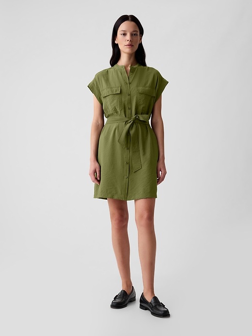 1 of 8 showing, with the color army jacket green of product Utility Mini Shirtdress