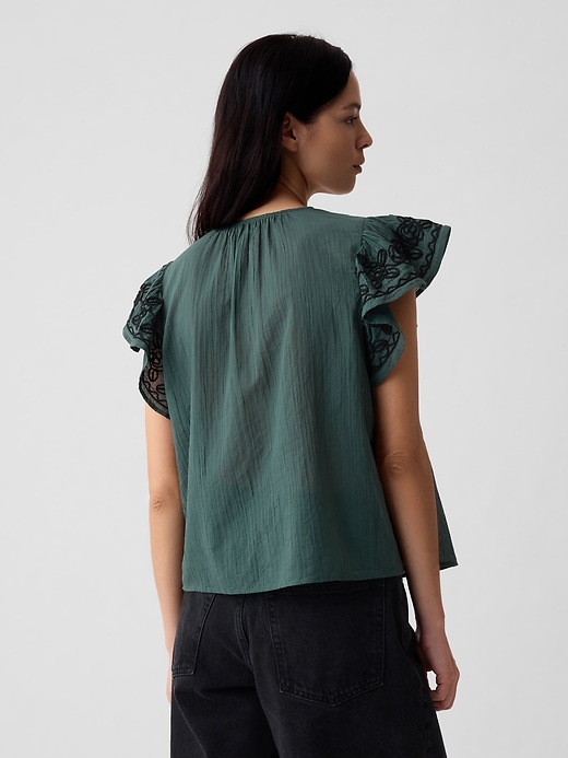 Crinkle Gauze Embroidered Cropped Shirt | Gap Crinkle Gauze Embroidered Cropped Shirt | Gap