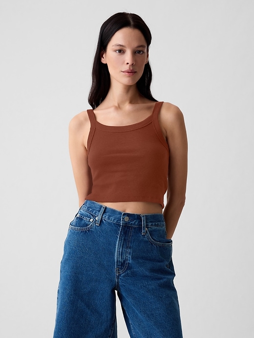 1 of 8 showing, with the color smoked paprika brown of product Modern Rib Cropped Tank Top