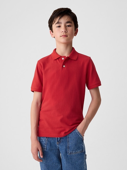 Image number 1 showing, Kids Organic Cotton Uniform Polo Shirt