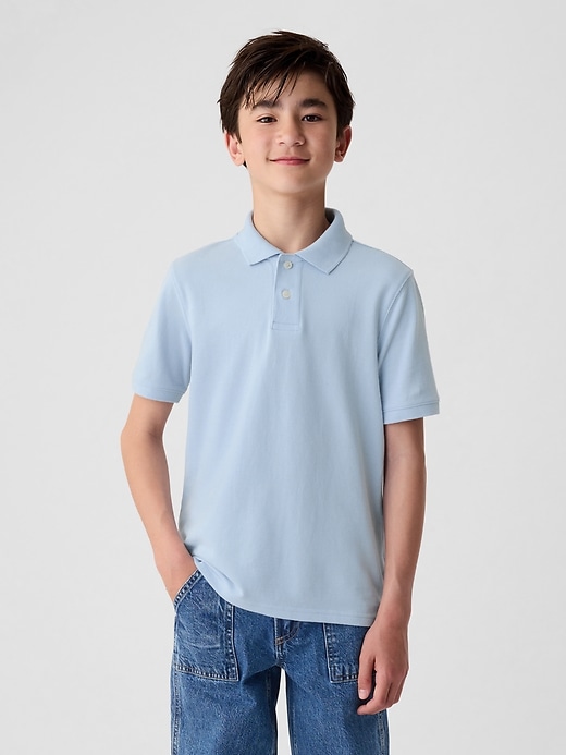 Image number 1 showing, Kids Organic Cotton Uniform Polo Shirt