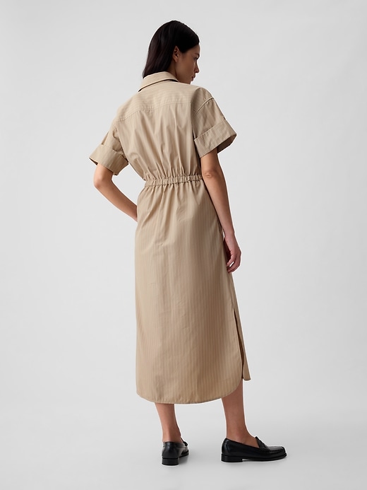 2 of 8 showing, with the color khaki stripe of product Striped Midi Shirtdress