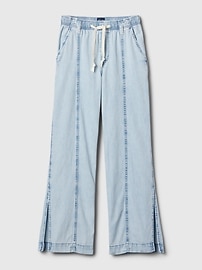 Wide-Leg Denim Pull-On Pants
