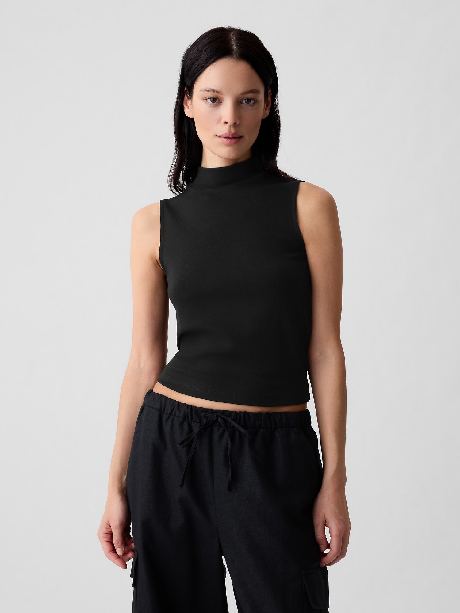 Women s Modern Mockneck Tank Top by Gap Black Size S