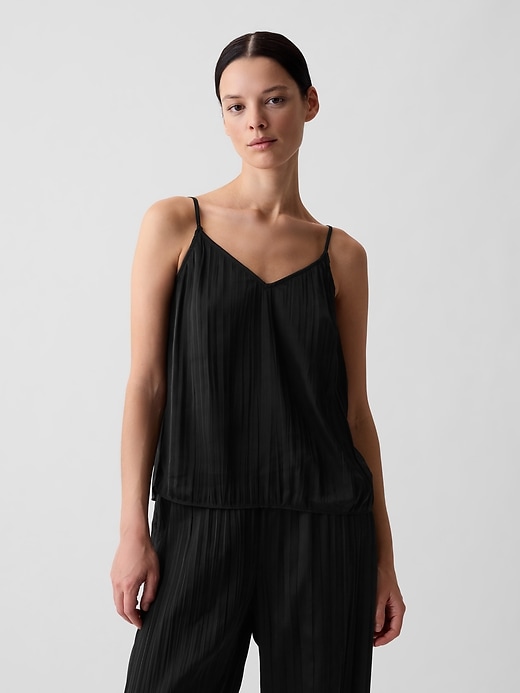 1 of 8 showing, with the color black of product Pleated Satin Cami