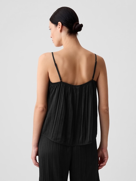 2 of 8 showing, with the color black of product Pleated Satin Cami