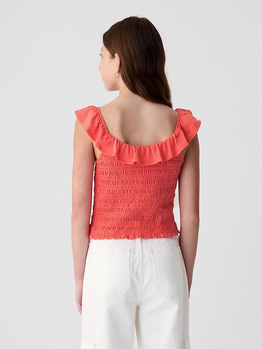 2 of 8 showing, with the color firal coral of product Kids Ruffle Smocked Tank Top