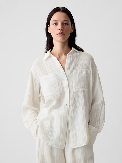 Image number 1 showing, Crinkle Gauze Big Shirt