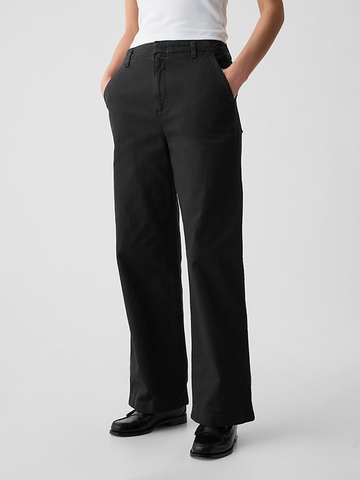 2 of 8 showing, with the color BLACK of product Mid Rise Loose Khakis