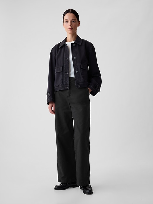 1 of 8 showing, with the color BLACK of product Mid Rise Loose Khakis